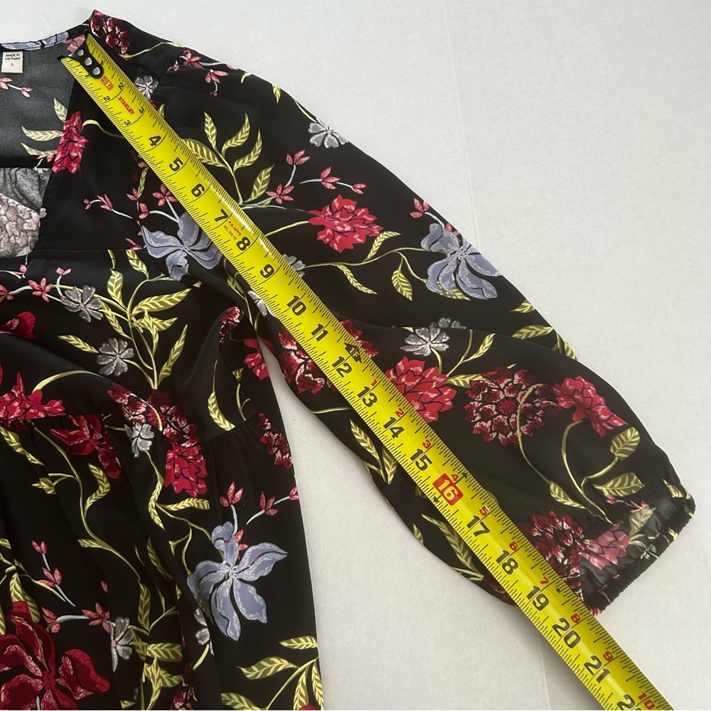 Left Coast Dolan babydoll top Black Floral Square neck womens Size Small boho - Picture 10 of 16